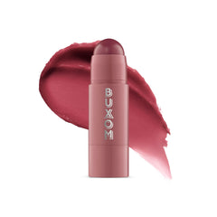 BUXOM Dolly Fever lip balm swatch reveals a custom shade with hydrating shine.