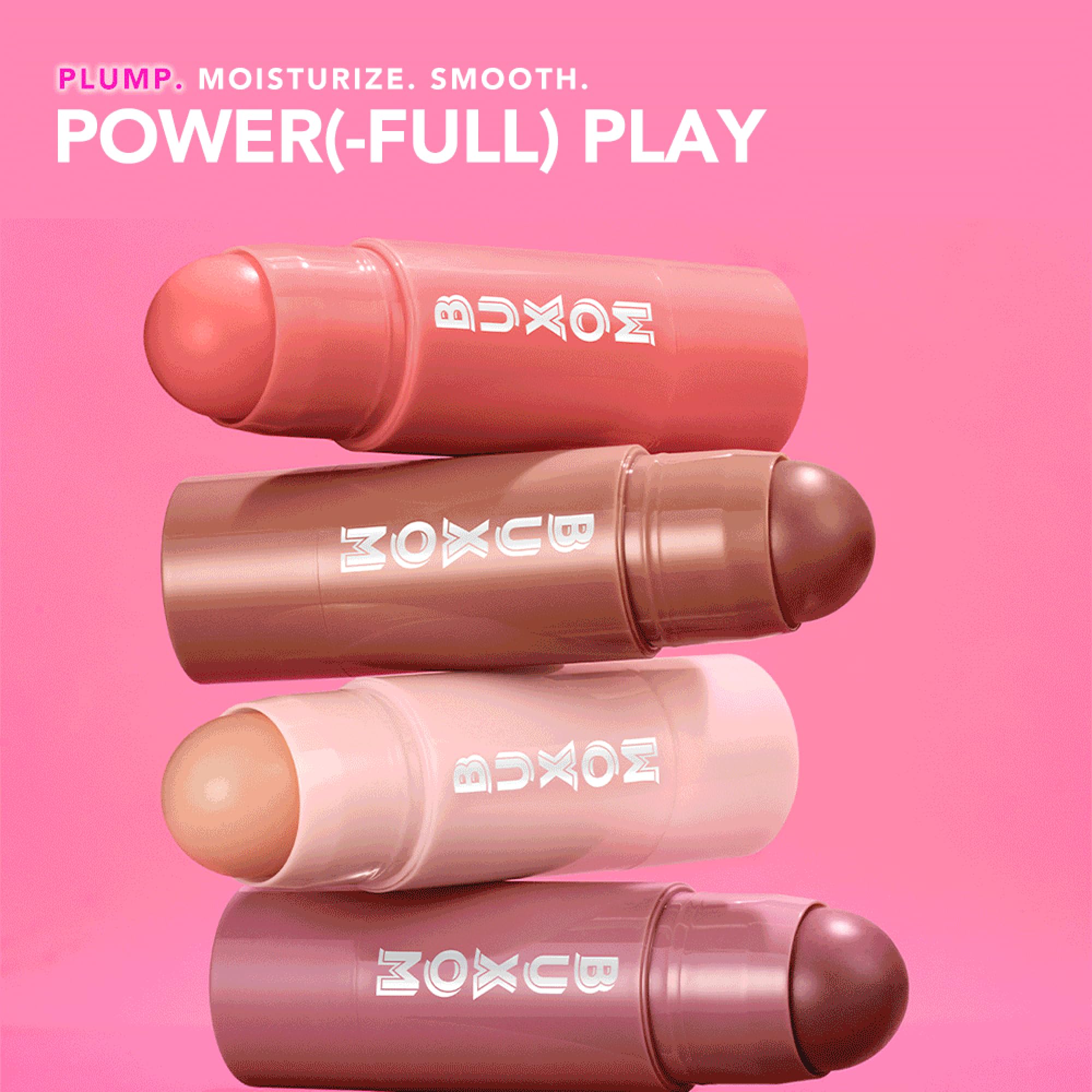 BUXOM Dolly Fever tint reveal on lips demonstrates pH-activated color shift and hydration.