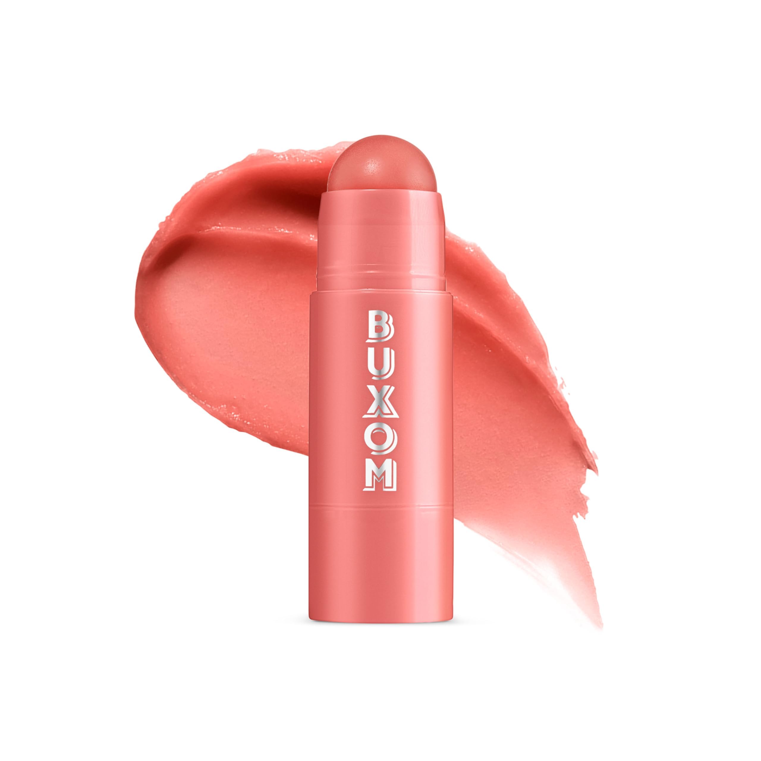 BUXOM Power-Full Plumping Lip Balm First Crush on lips demonstrates customized shade