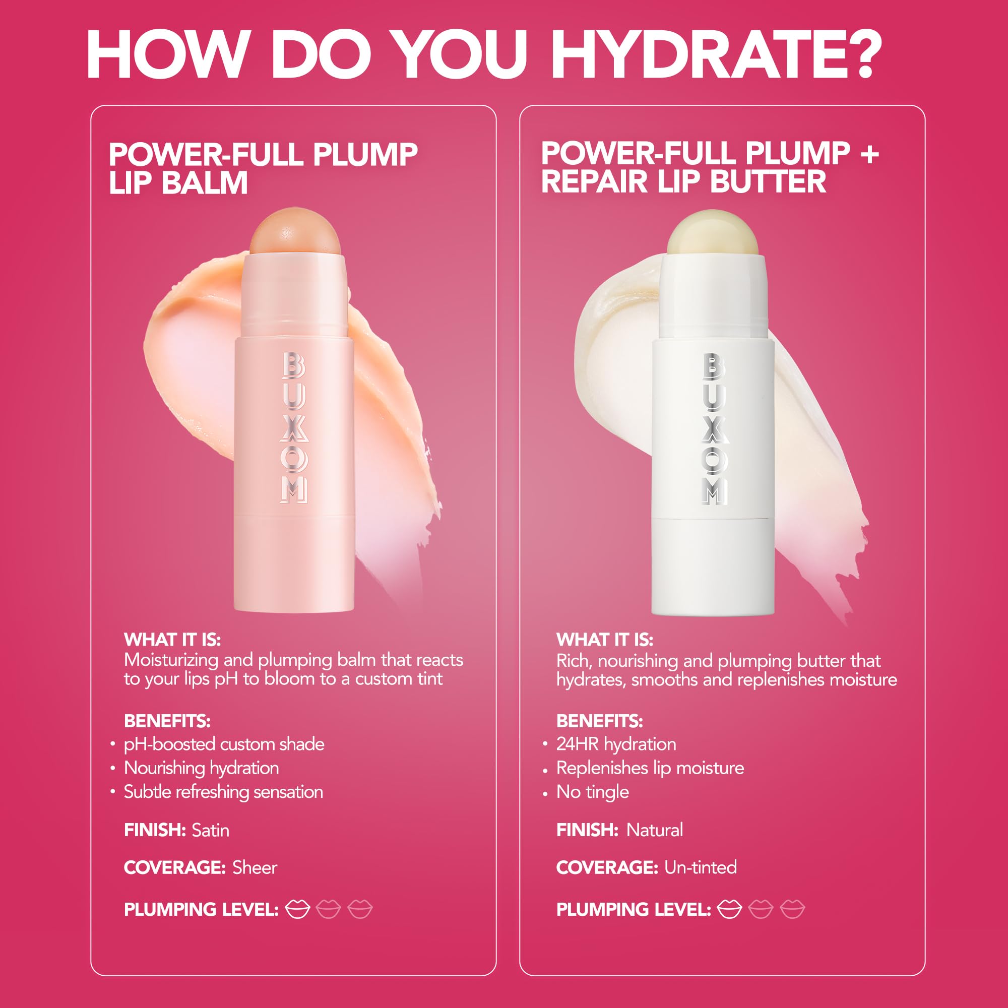 Buxom Power-Full Plumping Lip Balm Inner Glow close-up reveals gradual, natural tone development.