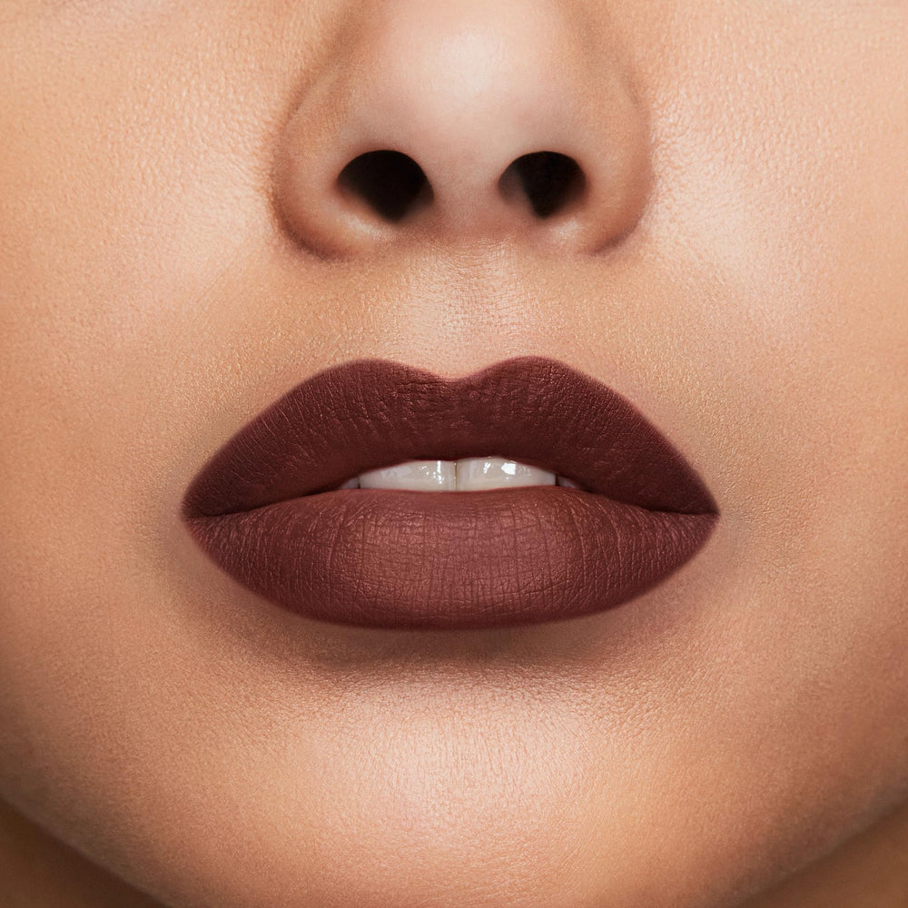 buxom power line lip liner creamy chocolate swatch reveals rich matte pigment.