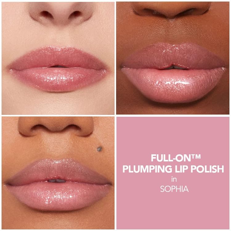 BUXOM SOPHIA lip polish tube demonstrates easy, on-the-go application.
