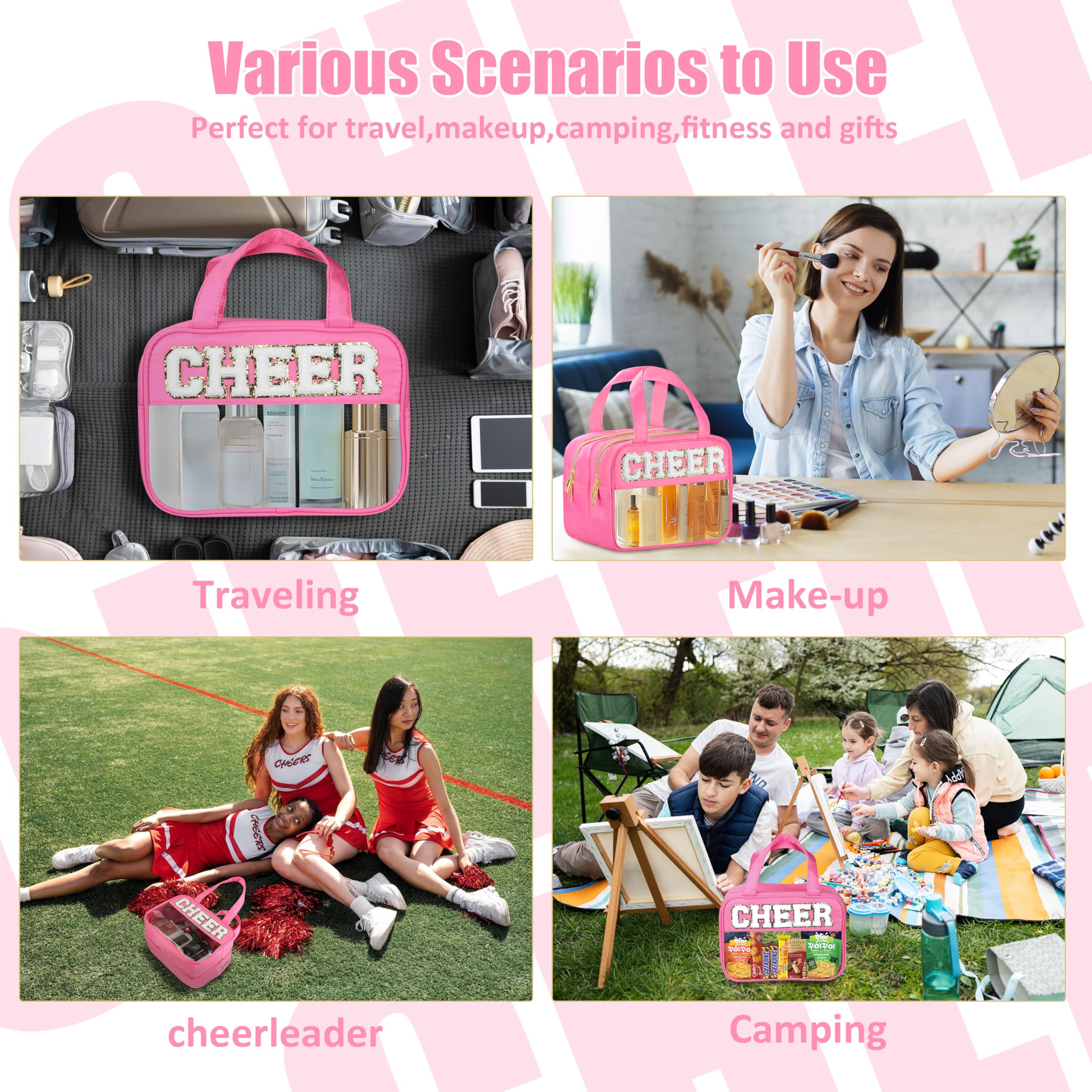 BuyCard Cheer Chenille Bag dual handles provide easy transport between venues