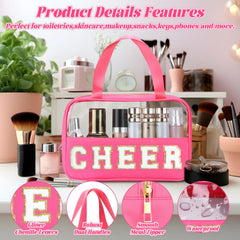 BuyCard Cheer Chenille Letter Bag clear PVC window helps you see contents at a glance.