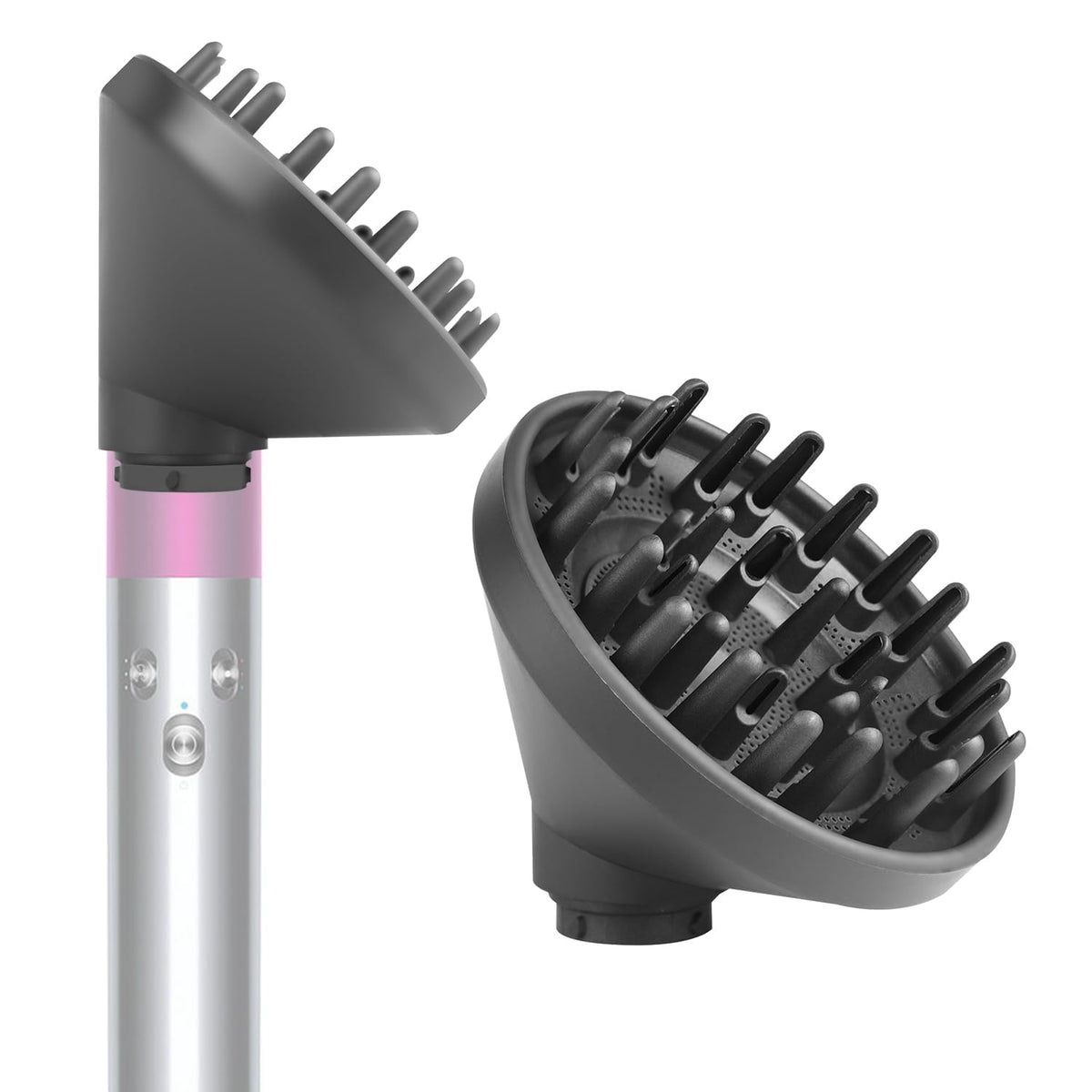 BVACUMHEAD diffuser attachment closeup in grey for even air distribution and styling
