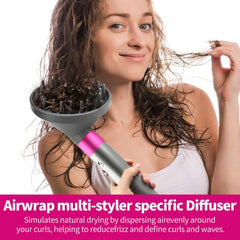 BVACUMHEAD diffuser attachment on Dyson Airwrap in grey for gentle diffusing