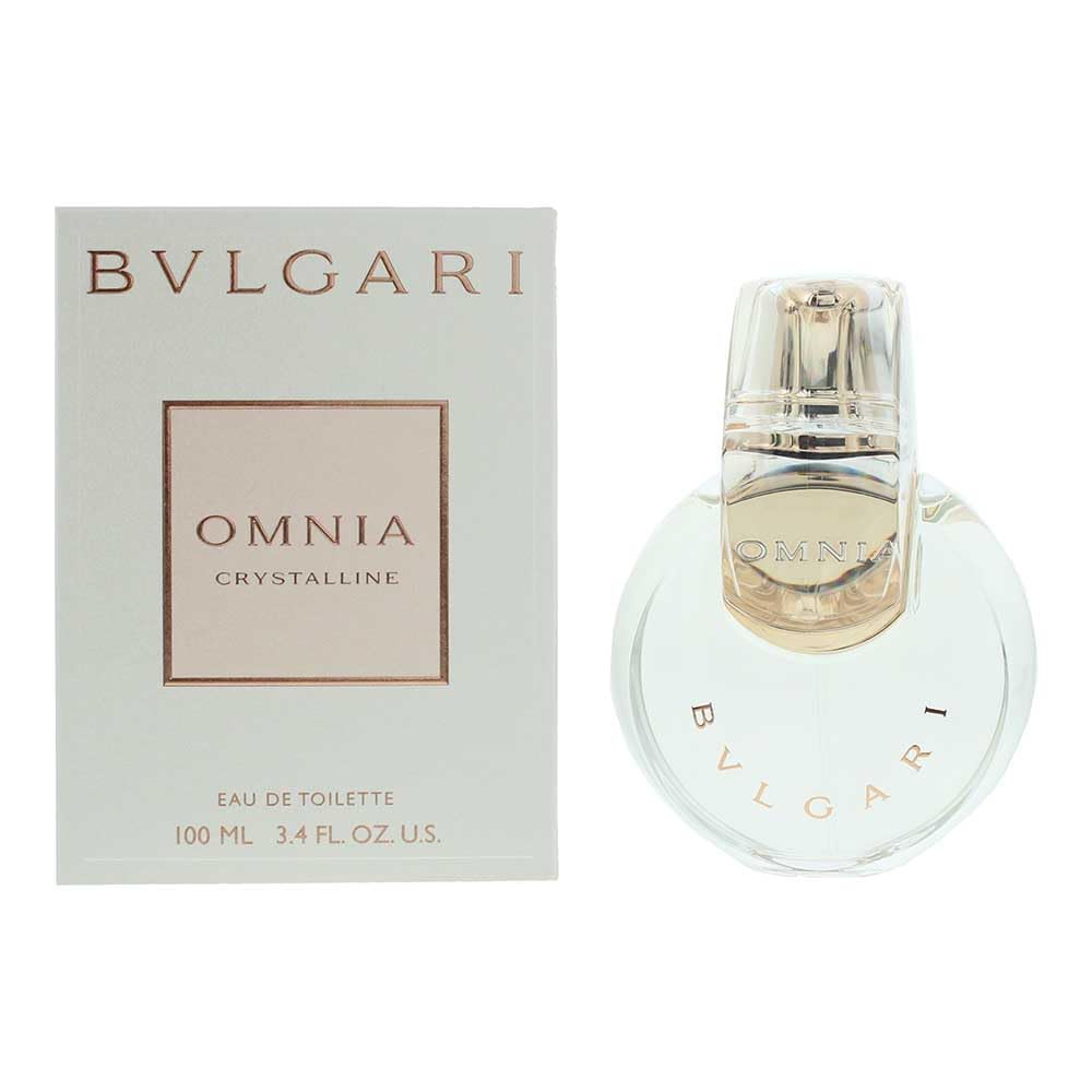 BVLGARI Omnia Crystalline bottle closeup highlighting delicate floral notes for daily wear.