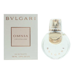 BVLGARI Omnia Crystalline bottle closeup highlighting delicate floral notes for daily wear.