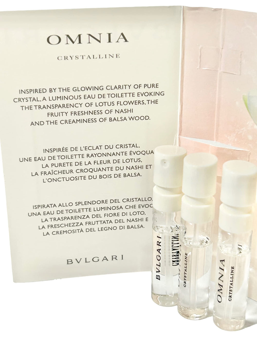 BVLGARI Omnia Crystalline sample in use illustrating easy application