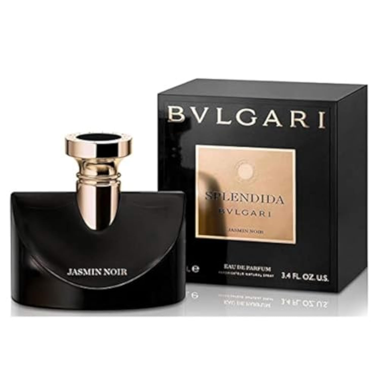 BVLGARI Splendida Jasmin Noir bottle front shows elegant evening-ready design.
