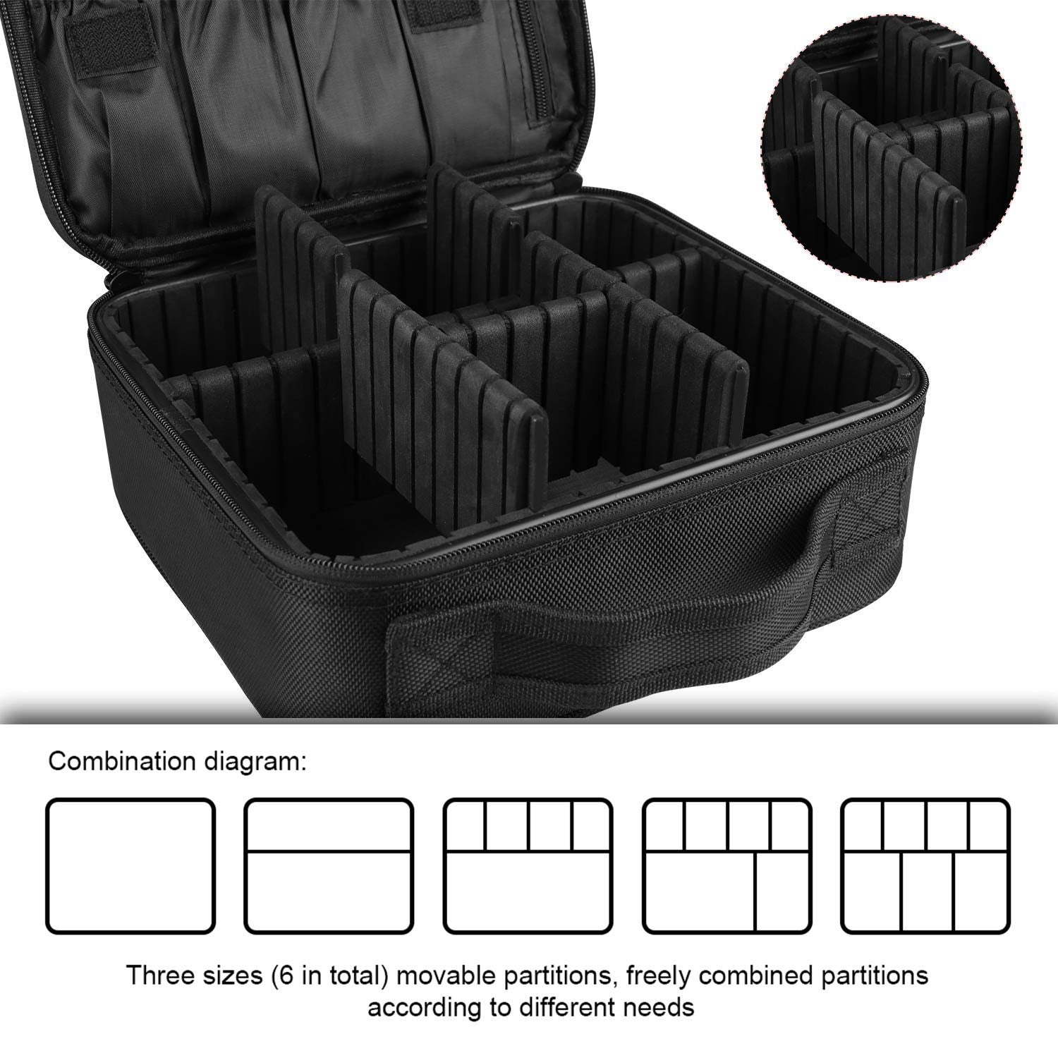 Bvser Travel Makeup Case dual-zipper closure for quick access and security.
