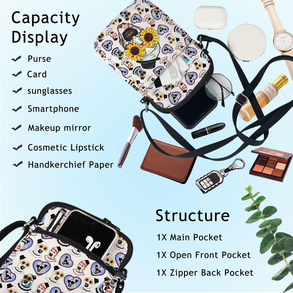 BWWKTOP Horror Clown Crossbody Bag canvas material close-up emphasizes sturdy fabric