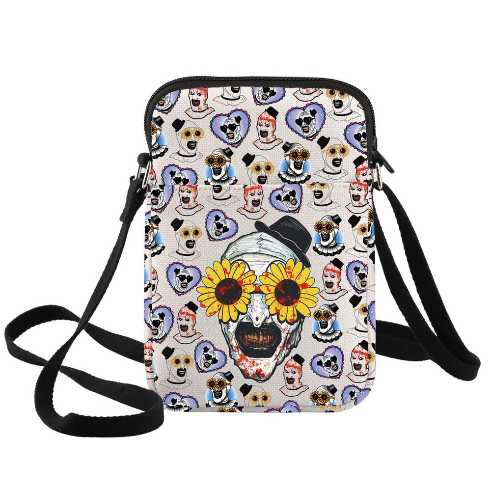 BWWKTOP Horror Clown Crossbody Bag front view for bold daily carry