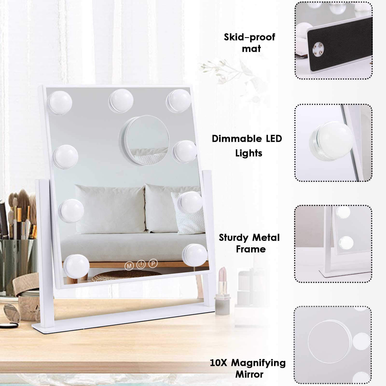 BWLLNI detachable-10x-magnification helps close-up detail for makeup precision