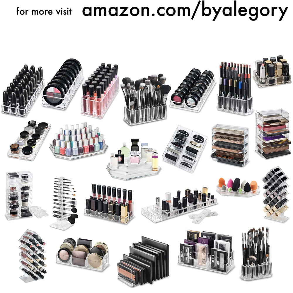 BY ALEGORY compact makeup display on a dresser improves daily routine.