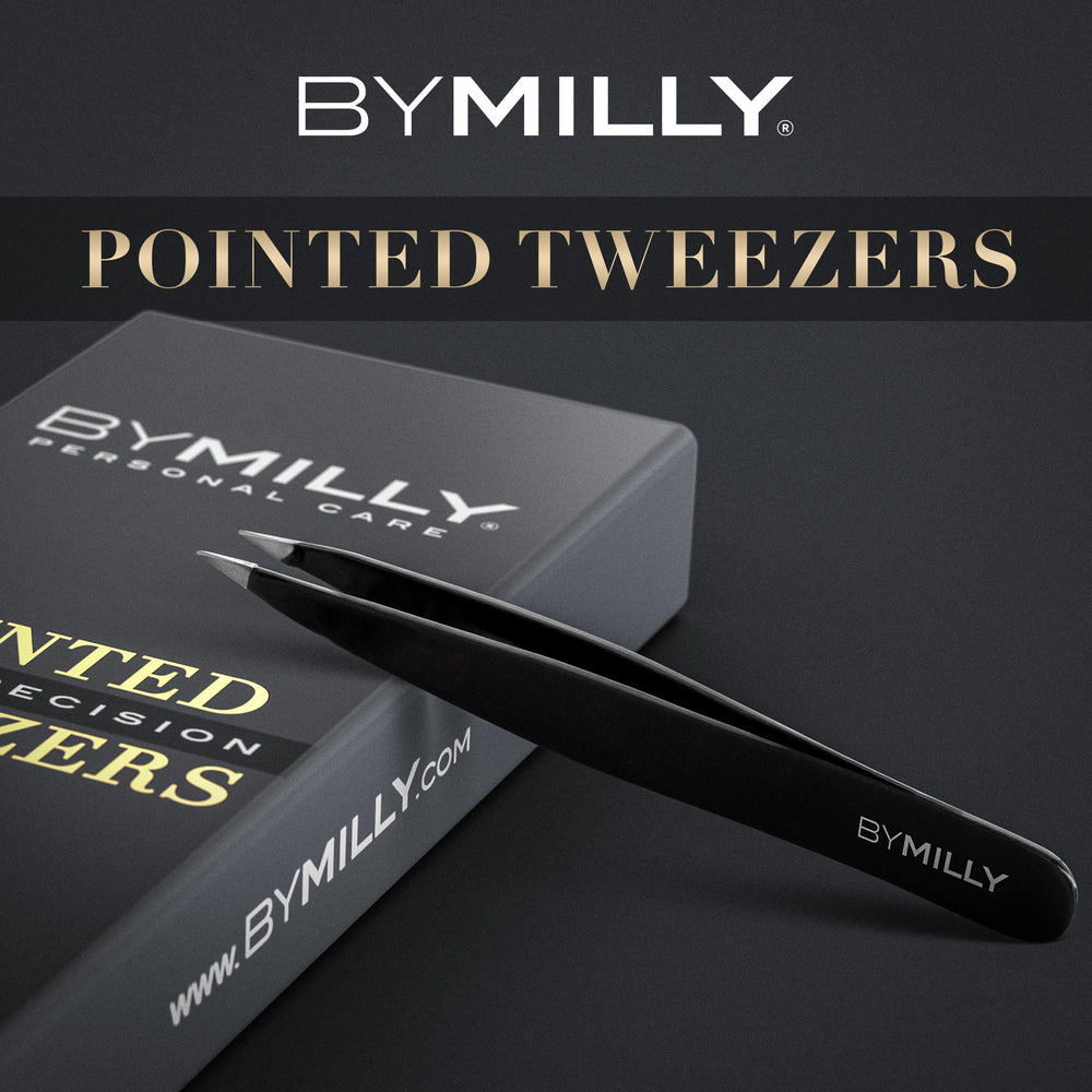 By MILLY pointed tweezers hand-filed sharp tips with perfect alignment close-up