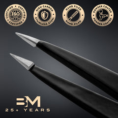 By MILLY pointed tweezers needle-nose tips for ingrown hair removal and fine grooming