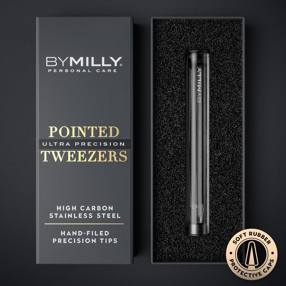 By MILLY pointed tweezers precision needle-nose tip for accurate hair removal close-up