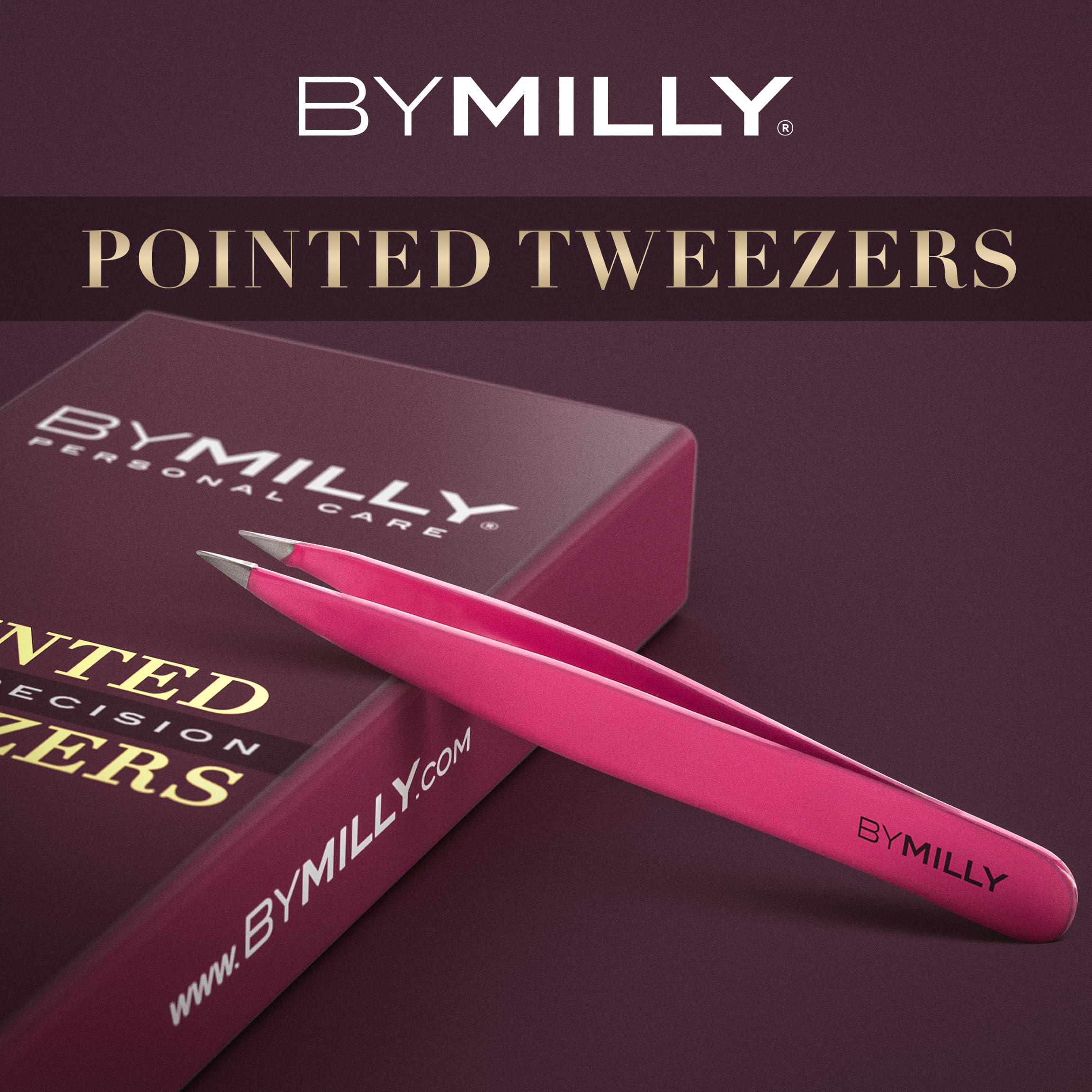 By MILLY pointed tweezers precision tip alignment for consistent plucking