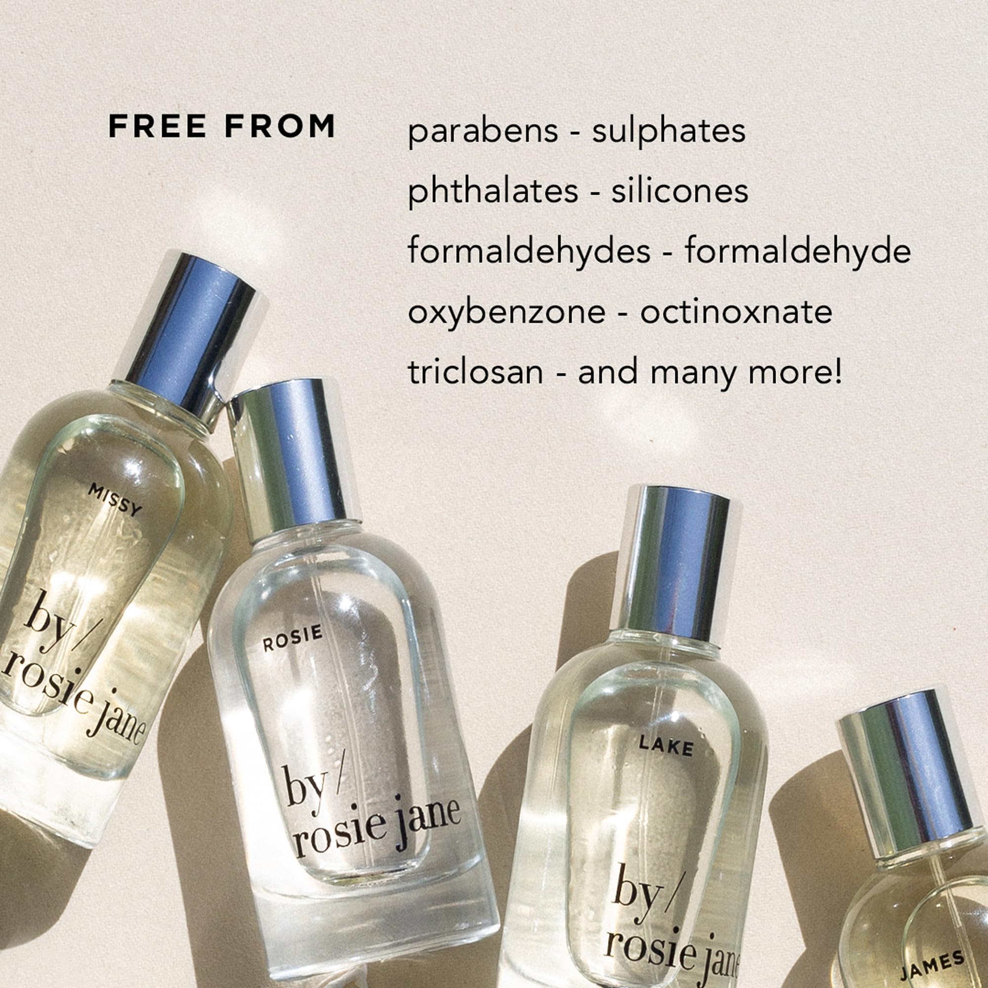 By Rosie Jane california-formula image communicates clean, non-toxic ingredients handmade in California.