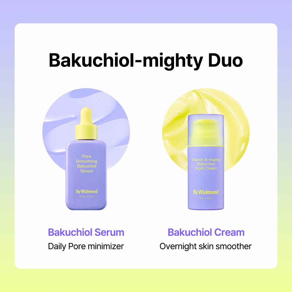 BY WISHTREND Vitamin A-mazing Bakuchiol Night Cream 1.05 oz size ideal for travel.