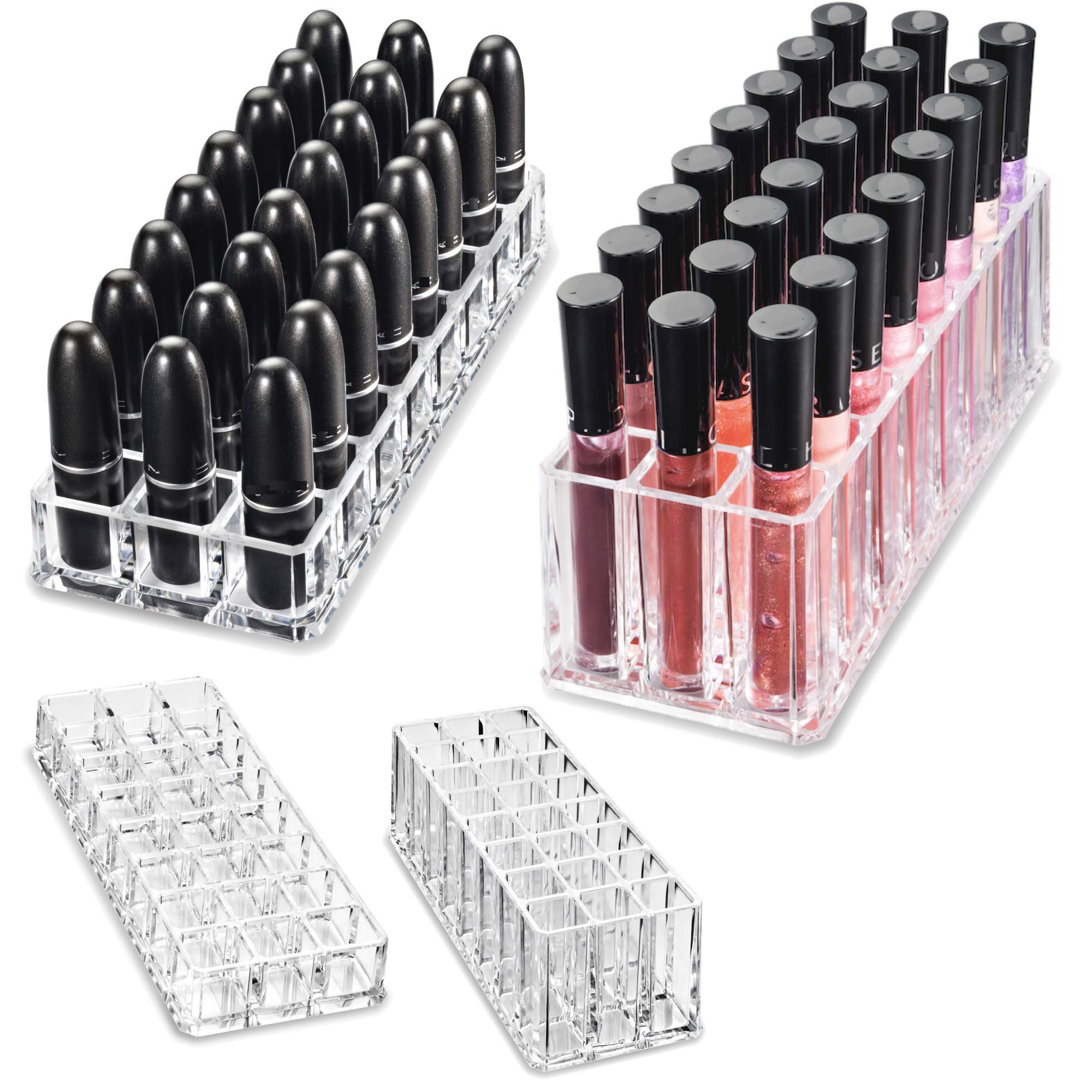 BY ALEGORY acrylic lipstick organizer front view shows crystal-clear storage for easy access