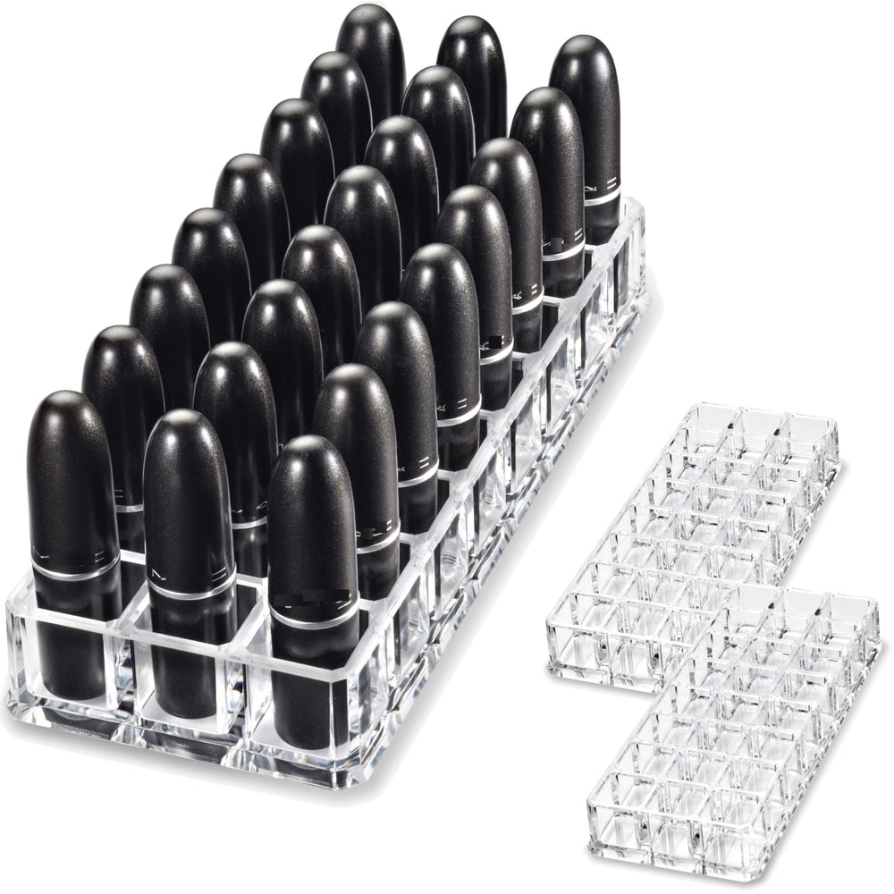 byAlegory lipstick organiser 24-slot clear for organized makeup storage