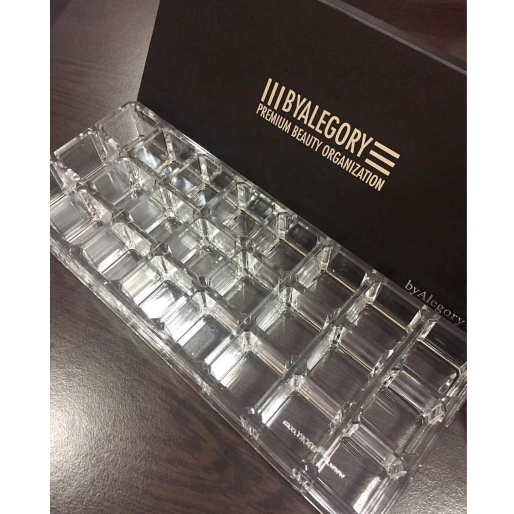 byAlegory lipstick organiser in use keeps 24 products within reach