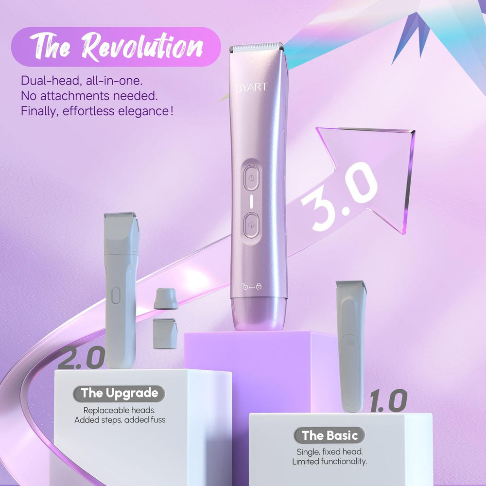 BYART-legs-trimmer-pink accelerates leg hair removal with two-step smoothing.