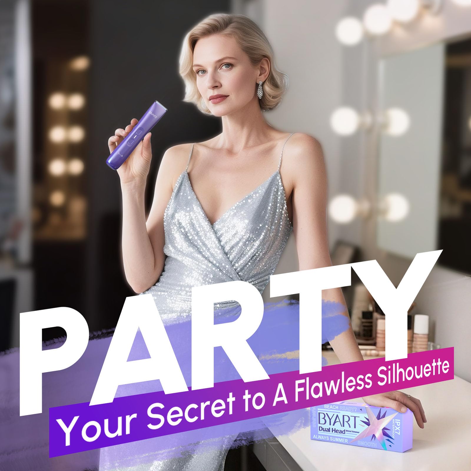 BYART purple compact shaver image highlights stylish design and portability