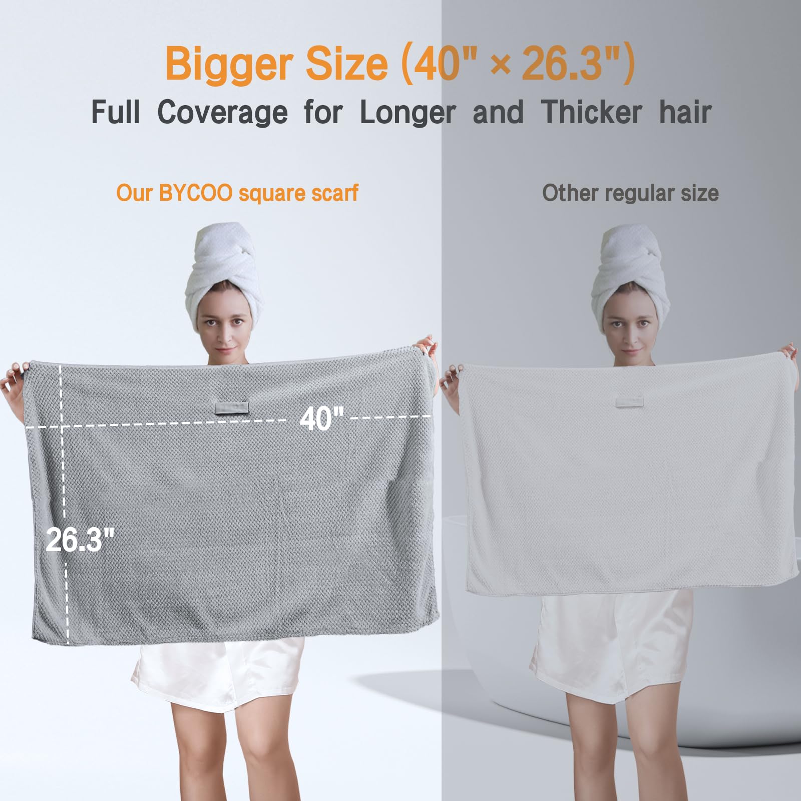 BYCOO large microfiber towel with elastic loop secures a hands-free wrap