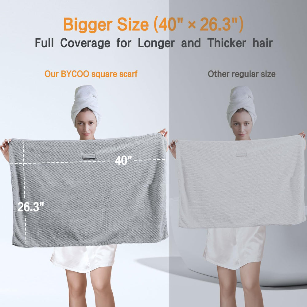 BYCOO large microfiber towel with elastic loop secures a hands-free wrap