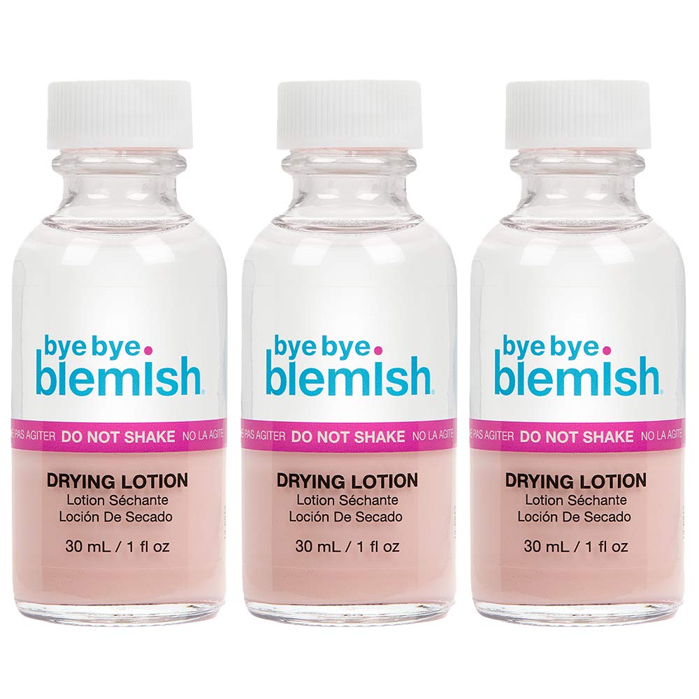 Bye Bye Blemish acne drying lotion bottle closeup for overnight pimple treatment