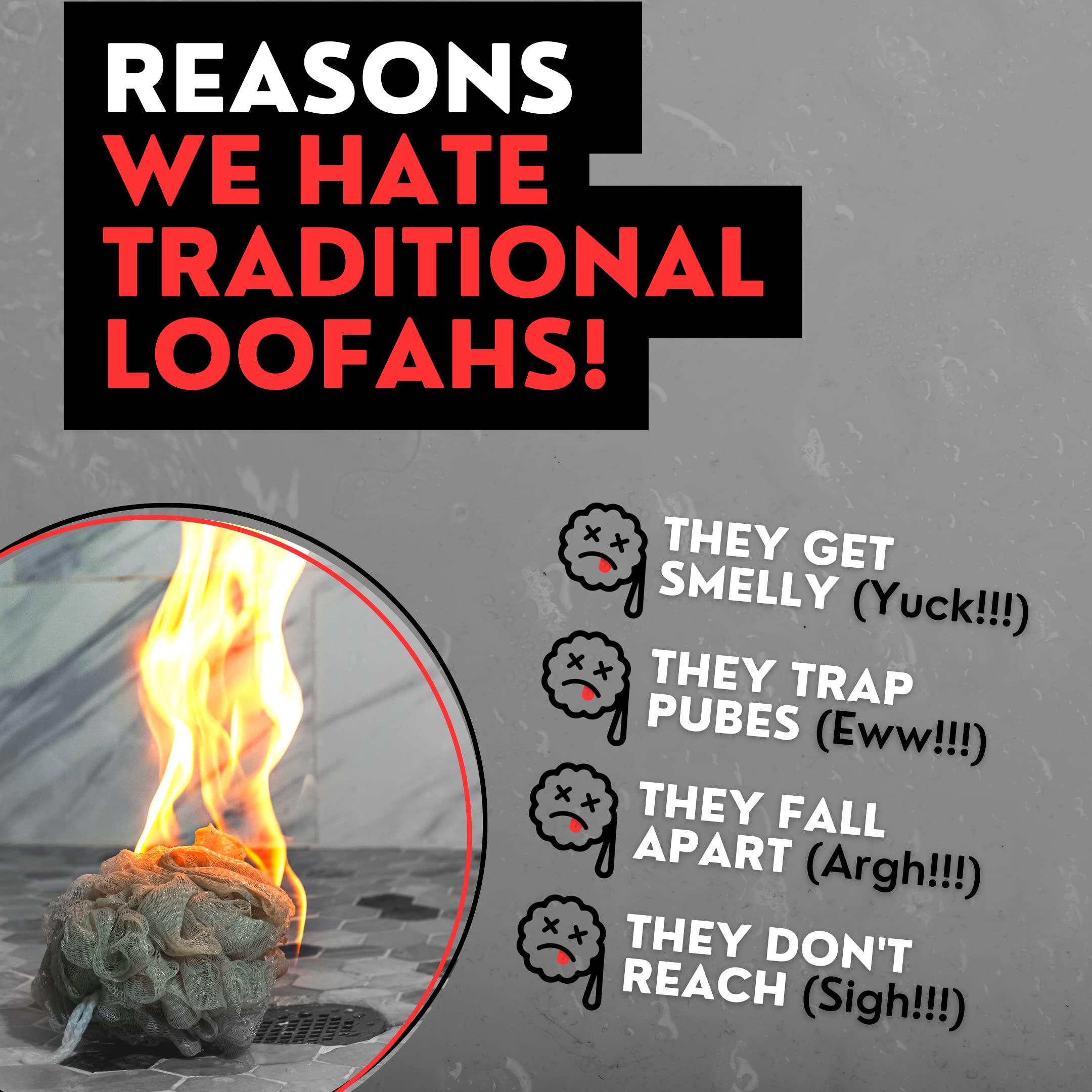 Bye Bye Loofah durable stitching ensures long-lasting use.