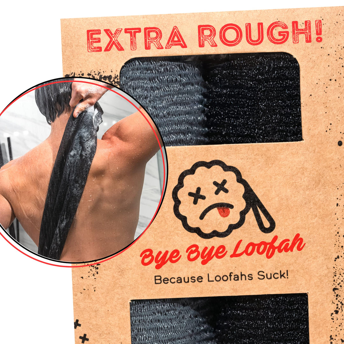 Bye Bye Loofah extreme-texture washcloth for thorough body exfoliation.