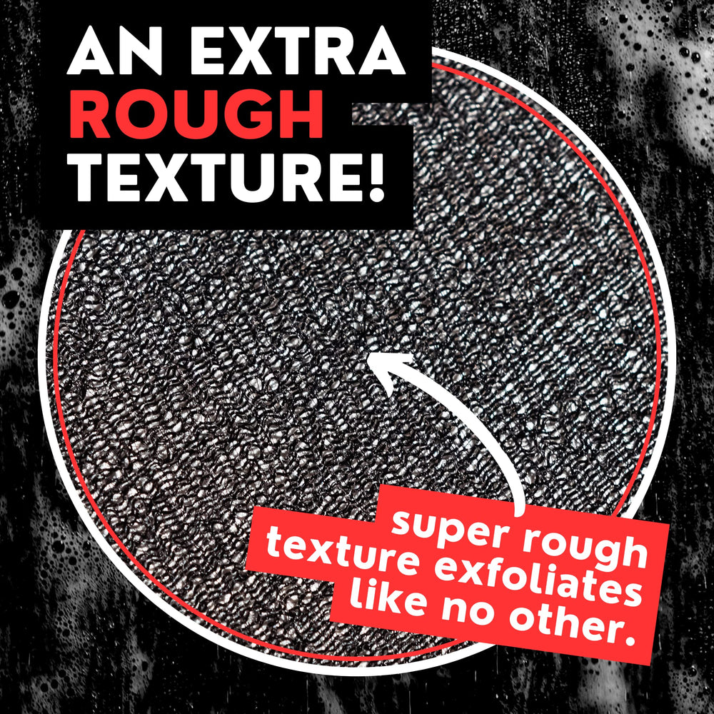 Bye Bye Loofah two-pack in black and grey colors for hygienic rotation.