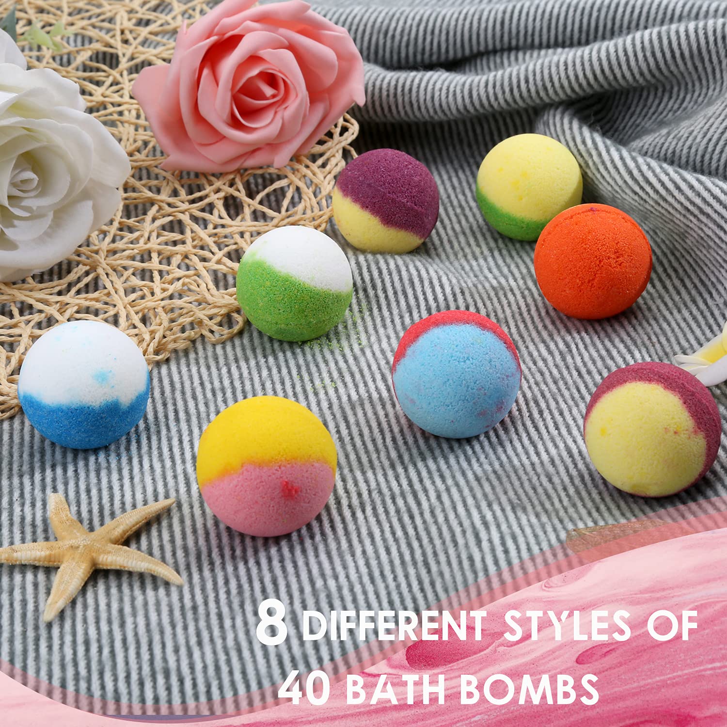 BYGGVIR 40-pcs Family Pack Bath Bombs highlights generous supply for shared soak experiences.