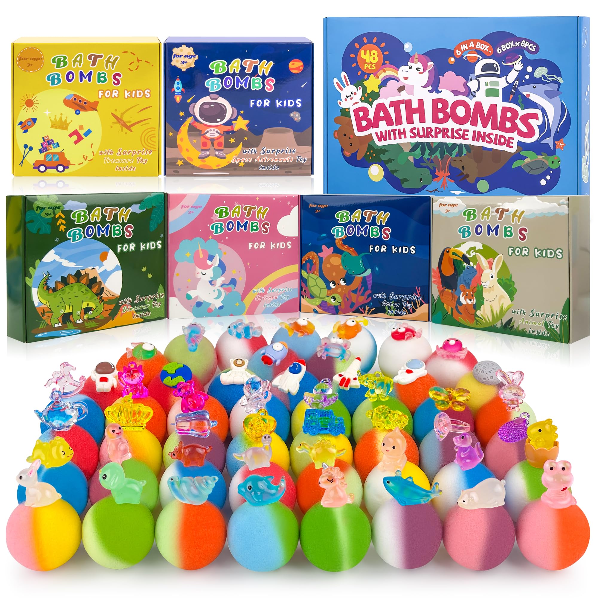 BYGGVIR 48pcs bath bombs with surprise inside deliver colorful fizz and toy excitement in bath time