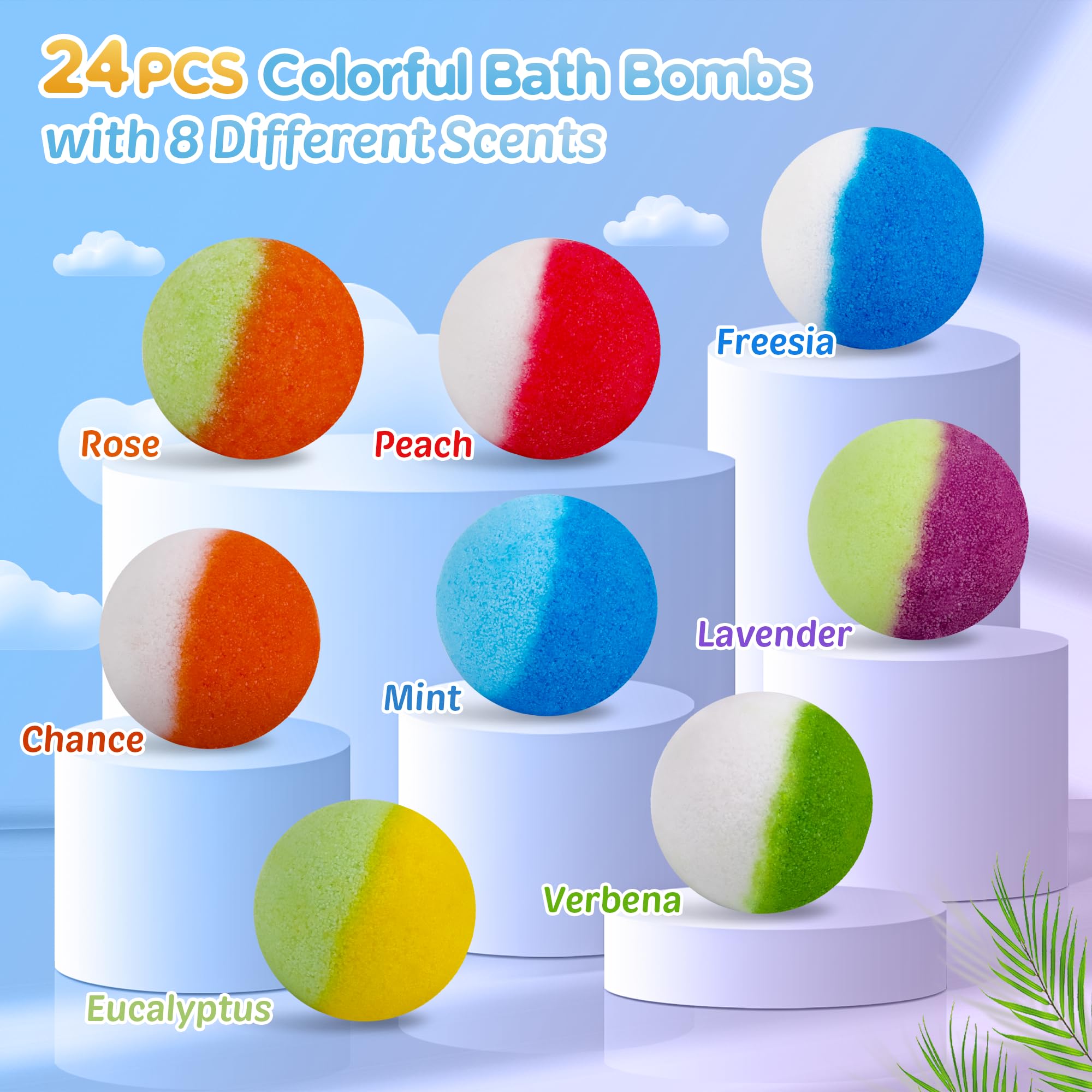 BYGGVIR bath bombs bubbles filling tub with colorful foam