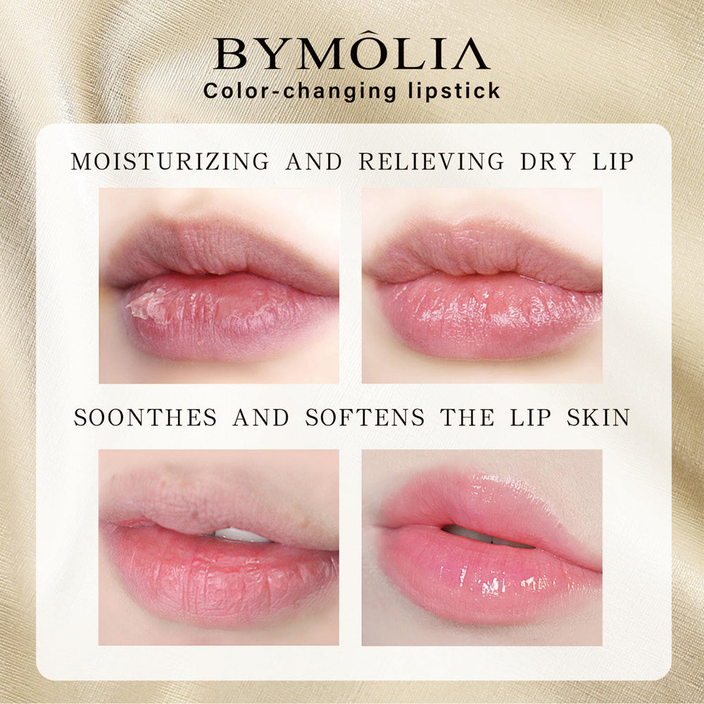 BYMOLIA lip product shows 24K gold flakes adding subtle radiant shine.