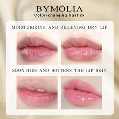 BYMOLIA lip product shows 24K gold flakes adding subtle radiant shine.