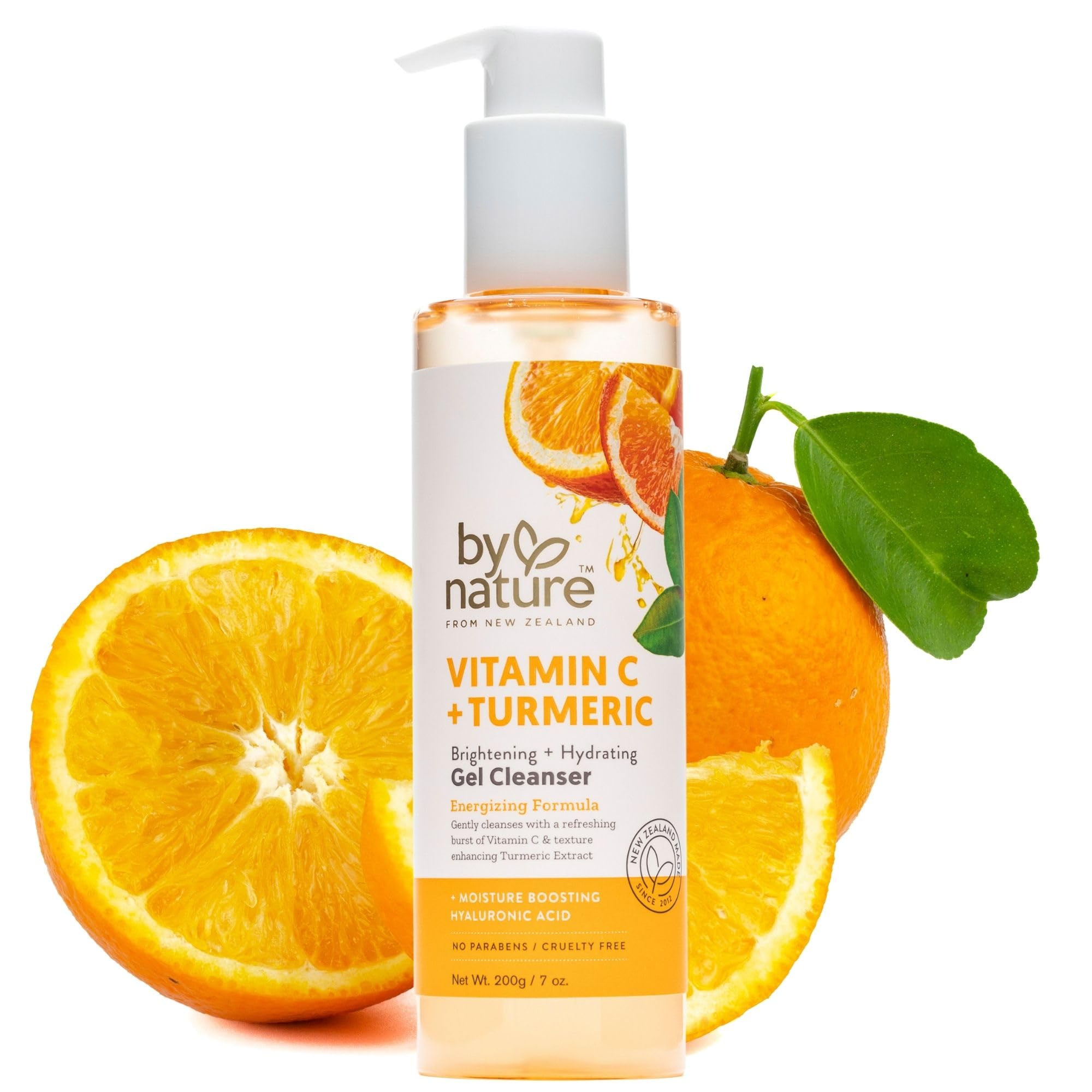 By Nature Vitamin C Turmeric Gel Cleanser bottle close-up highlighting brightening benefits