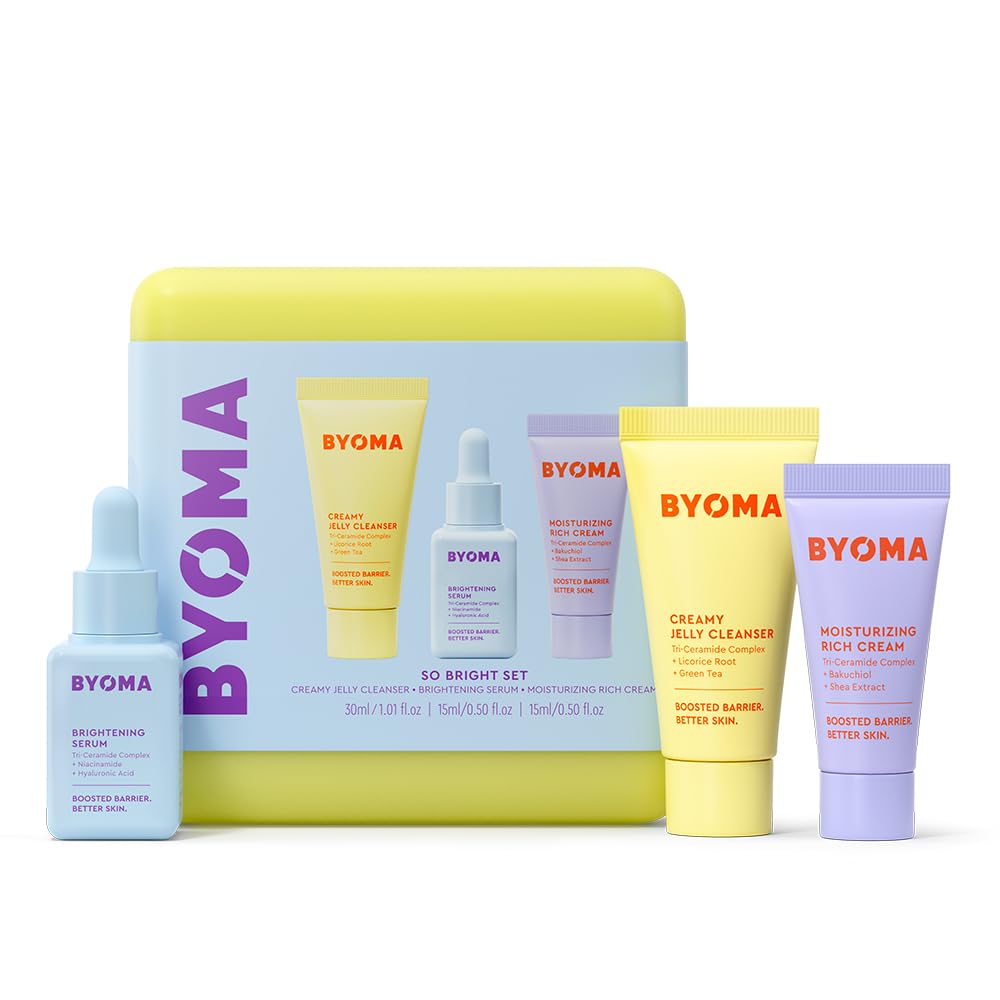 BYOMA So Bright Set creamy jelly cleanser pump delivers gentle cleanse, prepping skin for the routine.