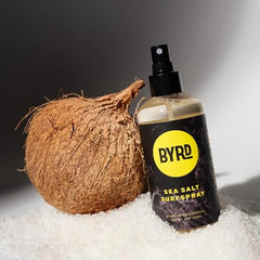 BYRD Hairdo Sea Salt Surfspray applied to damp hair for effortless waves