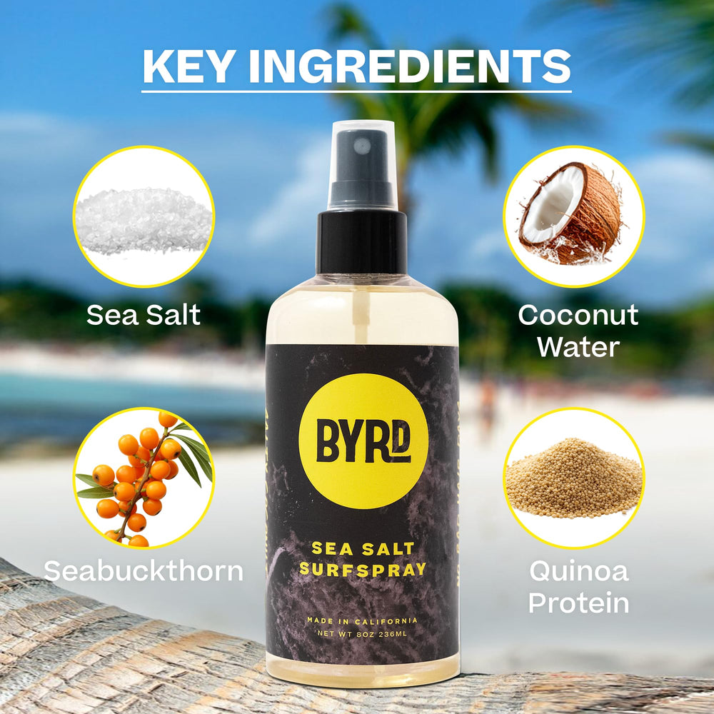 BYRD Hairdo Sea Salt Surfspray salty coconut scent evokes beach vibes