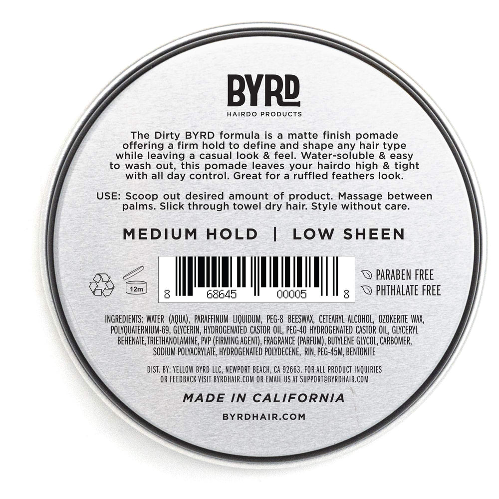 BYRD Matte Pomade matte-finish emphasizes natural texture without shine.