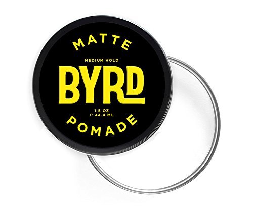 BYRD Matte Pomade water-based-washout indicates easy cleanup after styling.