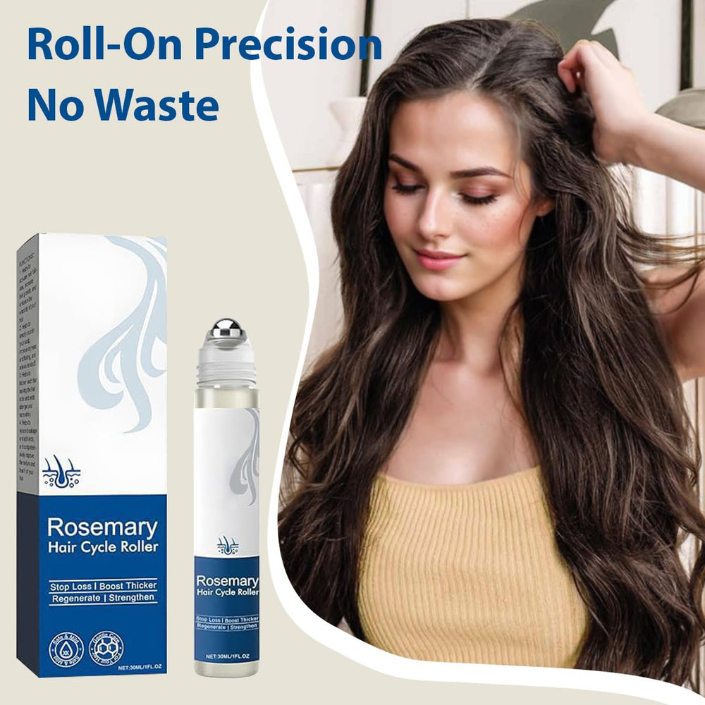BYXE hair growth serum roll-on application demonstrates easy direct scalp treatment.