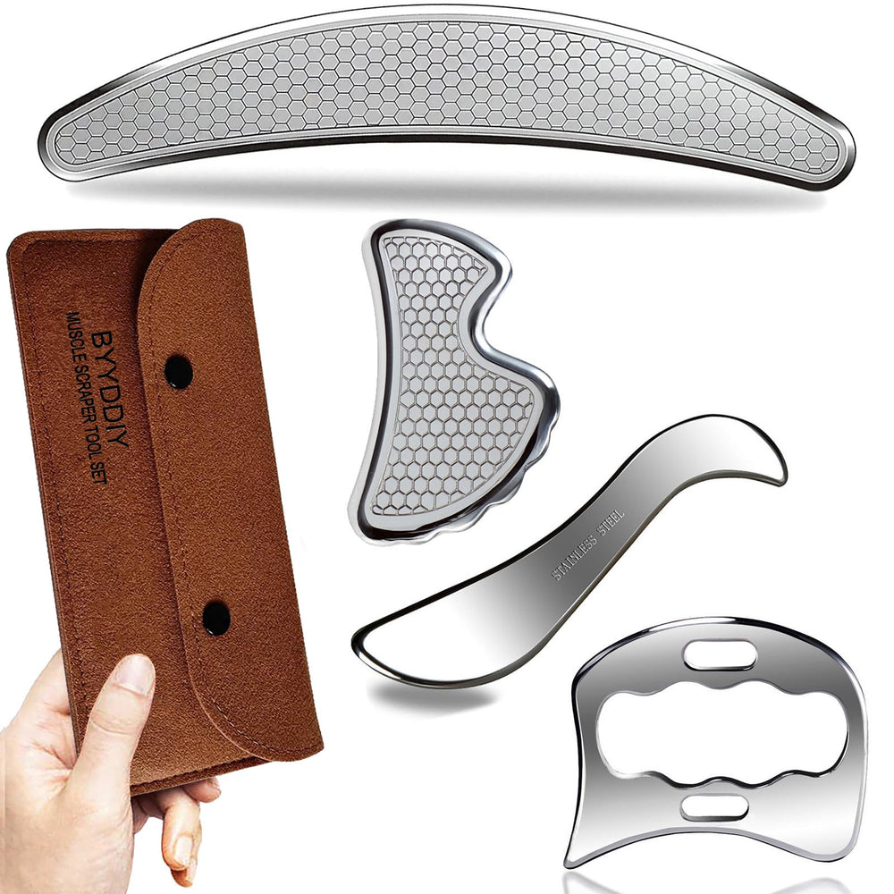BYYDDIY 4in1 Gua Sha Massage Tool Set full kit for facial and body relief and tension release