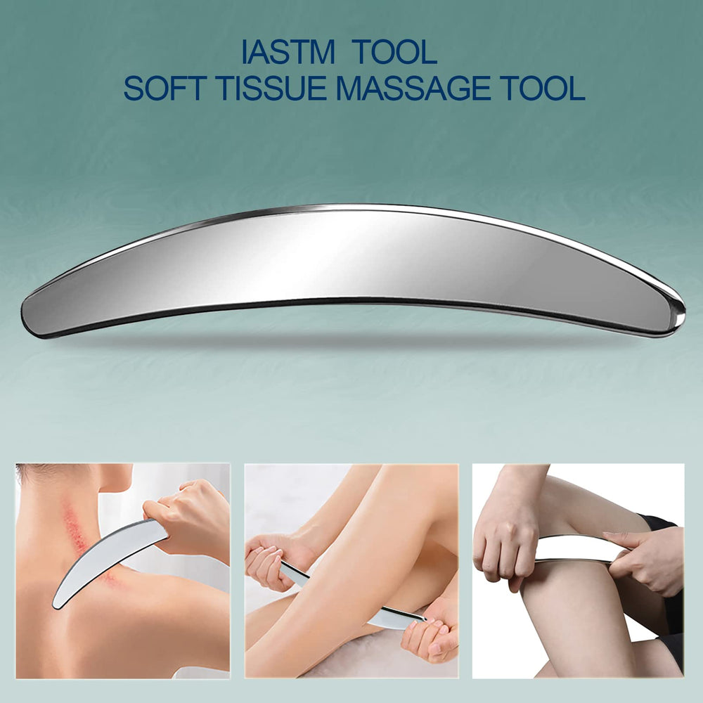 BYYDDI stainless steel muscle scraper in C shaped design for large muscle areas.